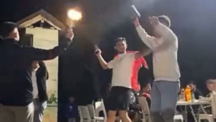 Asker eğlencesinde tabancayla havaya ateş açtılar