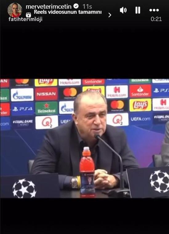 Fatih Terimin kızı Merve Terimden Fenerbahçeye Şampiyonlar Ligi göndermesi