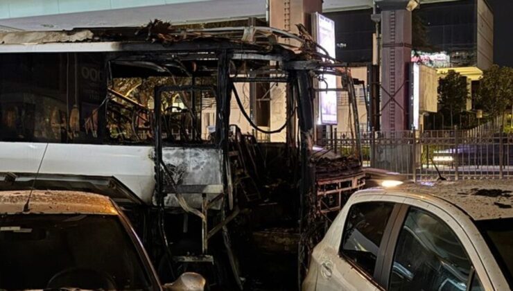 Şişli’de tur otobüsü alev alev yandı