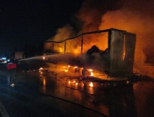 Yalova’da konserve yüklü TIR, alev alev yandı